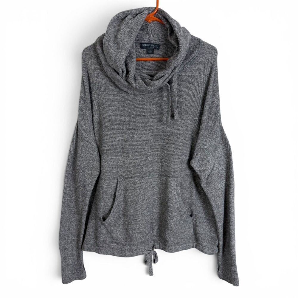 barefoot dreams cozy cowl hood thumbhole knit hoodie slouchy gray xl lounge